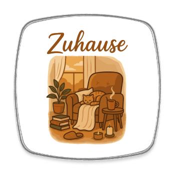 Zuhause Gemütliches Wohnzimmer - Viereckiger Kühlschrankmagnet - Weiß - Vorne