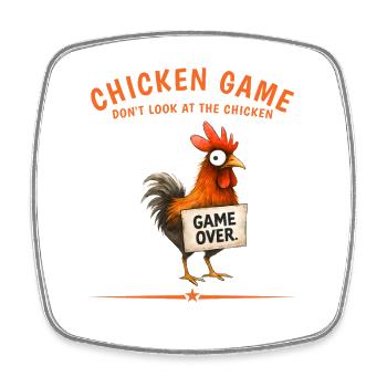 Chicken Game Over Grafik - Viereckiger Kühlschrankmagnet - Weiß - Vorne