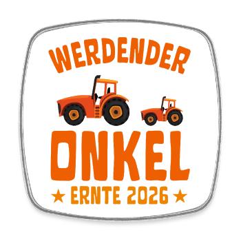 Expectant UNCLE Harvest 2026 Tractor - Square fridge magnet - white - Front