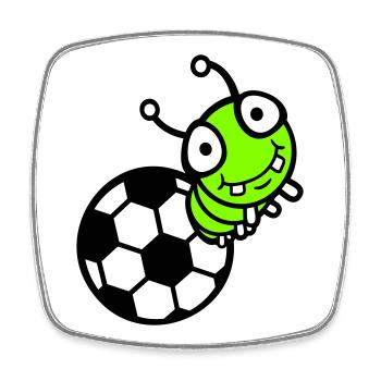 Raupe Fußball Loch Ball Comic lustig süß Sport süß - Viereckiger Kühlschrankmagnet - Weiß - Vorne