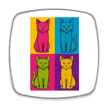 Pop Art Cats Quartet - Square fridge magnet - white - Front