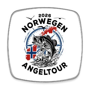 Voyage de pêche en Norvège 2026 - Cadeau de vacances Nature - Magnet carré - blanc - Devant