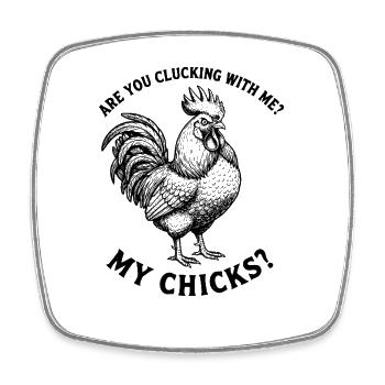 Funny Rooster Stop Staring At My Chicks Vintage - Square fridge magnet - white - Front