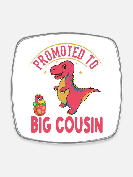Promu au rang de grand-cousin-T-Rex Dinosaure - Magnet carré - blanc