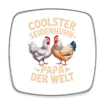 Coolest silky chicken dad in the world - Square fridge magnet - white - Front