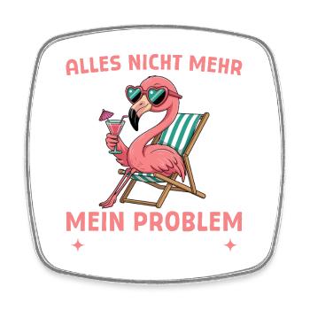 Collègue Départ à la retraite - Flamant rose dans un transat - Magnet carré - blanc - Devant