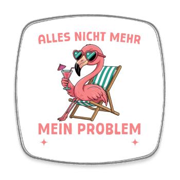 Kollegin Pension Abschied - Flamingo im Liegestuhl - Viereckiger Kühlschrankmagnet - Weiß - Vorne