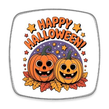 Happy Halloween Kürbisfreunde - Viereckiger Kühlschrankmagnet - Weiß - Vorne