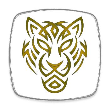 Glyphen-Emblem "Goldener Wolf" - Viereckiger Kühlschrankmagnet - Weiß - Vorne
