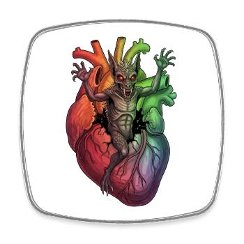 Heart Monster in Rainbow Storm - Square fridge magnet - white - Front