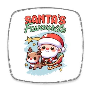 Christmas Outfit mit Weihnachtsmann und Rentier - Viereckiger Kühlschrankmagnet - Weiß - Vorne