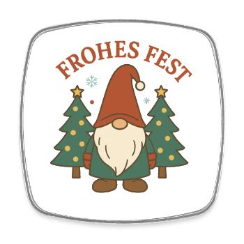 Frohes Fest Gnom im Winterwald Weihnachten - Viereckiger Kühlschrankmagnet - Weiß - Vorne