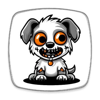 Hund Halloween Zombie Comic - Viereckiger Kühlschrankmagnet - Weiß - Vorne