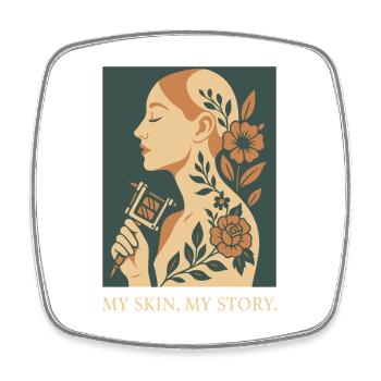 Tattoo Skin Story Story - Square fridge magnet - white - Front
