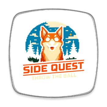 Side Quest: Throwing Ball | Dog Retrieving - Square fridge magnet - white - Front
