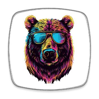 Retro Outdoor Wilderness Bärenbäume - Viereckiger Kühlschrankmagnet - Weiß - Vorne
