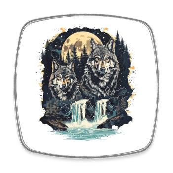 Rétro extérieur nature sauvage ours arbres - Magnet carré - blanc - Devant