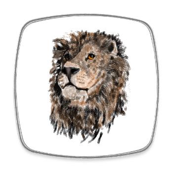 Portrait de lion en technique de peinture - Magnet carré - blanc - Devant