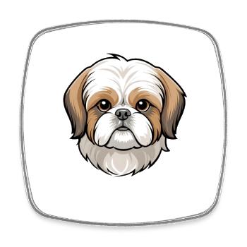 Cute Shih Tzu Head Cartoon - Square fridge magnet - white - Front