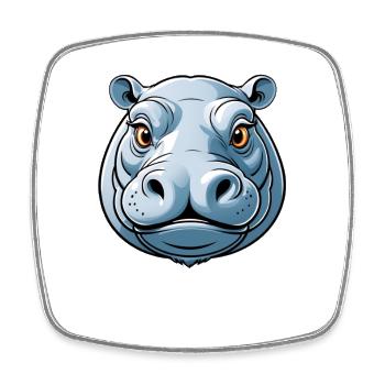 Blauer Hippo Cartoonkopf - Viereckiger Kühlschrankmagnet - Weiß - Vorne