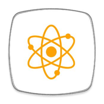 Graphique de l’atome de pensée positive de proton - Magnet carré - blanc - Devant