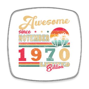 November 1970 Original Edition Vintage November - Square fridge magnet - white - Front