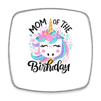 Mama Einhorn Geburtstag Blüte - Viereckiger Kühlschrankmagnet - Weiß - Vorne