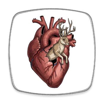 Anatomisches Herz mit Häschen - Viereckiger Kühlschrankmagnet - Weiß - Vorne