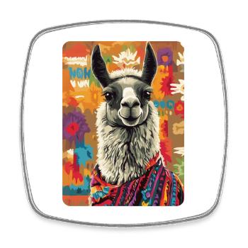 Lama - Viereckiger Kühlschrankmagnet - Weiß - Vorne
