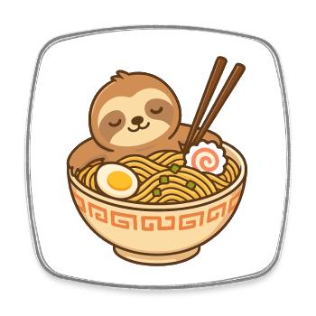Ramen Sommeil Paresseux - Magnet carré - blanc - Devant
