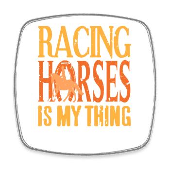 Chevaux de course Fan Humour Mode de vie équestre - Magnet carré - blanc - Devant