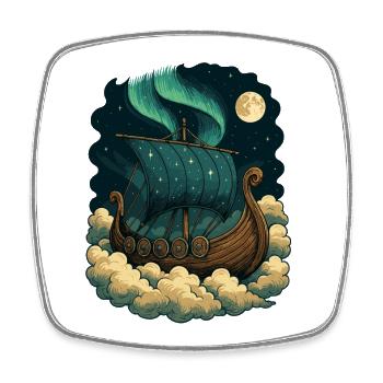North Star Voilier Ciel nocturne Navire Viking - Magnet carré - blanc - Devant