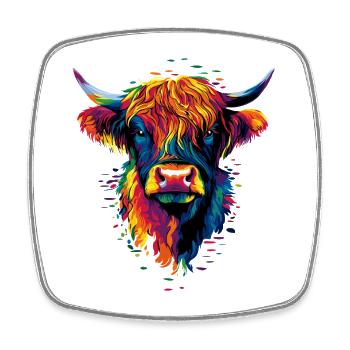 Cow Highland Cow Highland Cattle Cattle Farm Cows - Square fridge magnet - white - Front