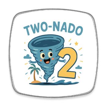 Deux Nado 2 Thème d’anniversaire tropical - Magnet carré - blanc - Devant