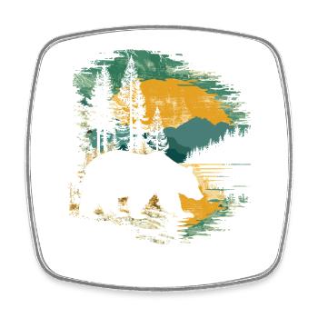 Retro Outdoor Wilderness Bärenbäume - Viereckiger Kühlschrankmagnet - Weiß - Vorne