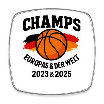Basketball Champs Deutschland Basketballer  - Viereckiger Kühlschrankmagnet - Weiß - Vorne