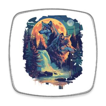 Retro Outdoor Wilderness Bärenbäume - Viereckiger Kühlschrankmagnet - Weiß - Vorne