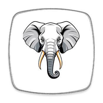 Elephant Head Cartoon Style - Square fridge magnet - white - Front