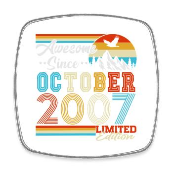 Vintage October 2007 Vintage Retro Birthday - Square fridge magnet - white - Front