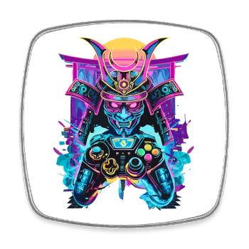 Gaming Controller Samurai Maske Ronin Zocker Motiv - Viereckiger Kühlschrankmagnet - Weiß - Vorne