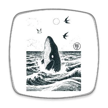 Baleine de l’océan avec timbre Hanko - Magnet carré - blanc - Devant