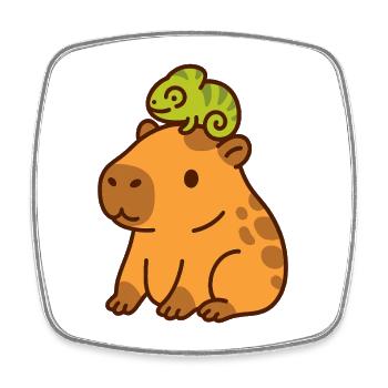 Capybara et caméléon – Amis pour la vie 🦎🦫 - Magnet carré - blanc - Devant