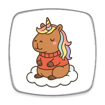 Capybara Einhorn 🌈 - Viereckiger Kühlschrankmagnet - Weiß - Vorne