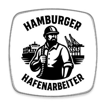 Hamburger Hafenarbeiter - Viereckiger Kühlschrankmagnet - Weiß - Vorne