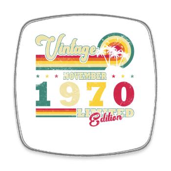 1970 November Birthday Gift. November 1970 - Square fridge magnet - white - Front