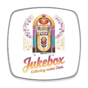 Jukebox Sammler Jukebox Collecting Makes Cents - Viereckiger Kühlschrankmagnet - Weiß - Vorne