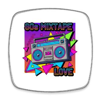 80er Mixband Boombox Neon Vibes - Viereckiger Kühlschrankmagnet - Weiß - Vorne