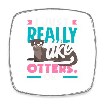 Realy Like Sea Otter Cartoon - Viereckiger Kühlschrankmagnet - Weiß - Vorne