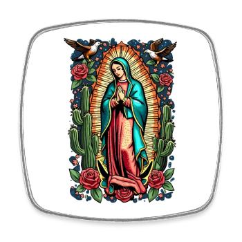 Madonna with Roses and Cacti - Square fridge magnet - white - Front