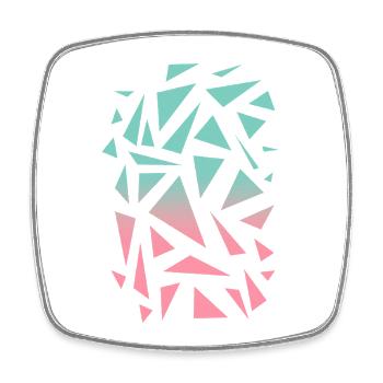 Motif triangulaire - Turquoise Pink - Magnet carré - blanc - Devant